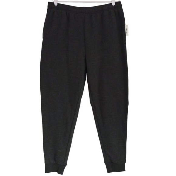 Men's fleece sports pants made of cotton and polyester, grey, size L. NWT - Picture 1 of 8